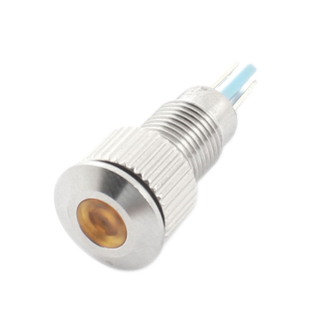 DC 24V 8mm Thread Stainless Steel Yellow LED Signal Indicator Light Pilot Lamp