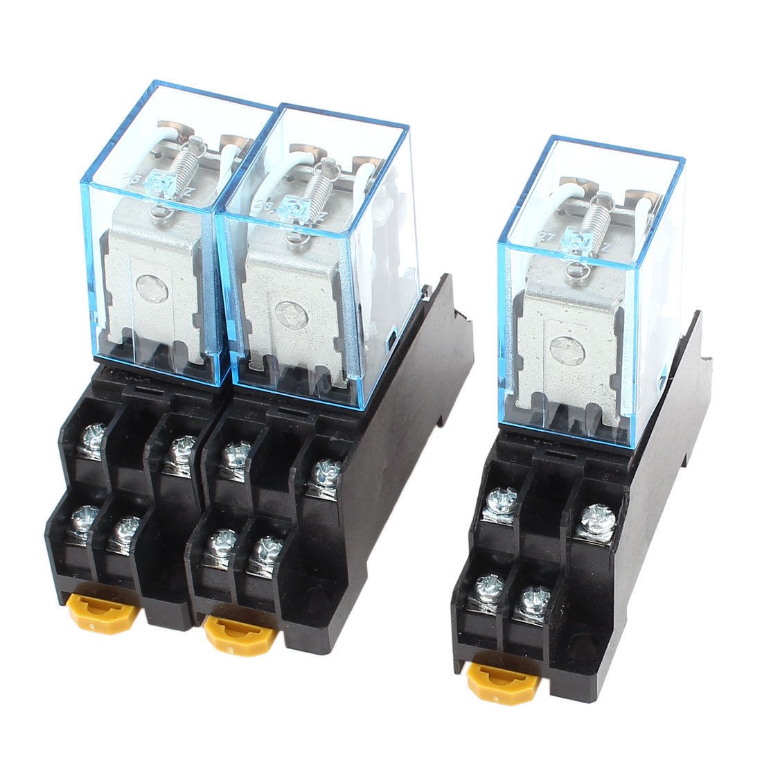 3 x DC 12V 5A Coil 8Pin DPDT 35mm DIN Rail Electromagneti<wbr/>c Power Relay + Socket
