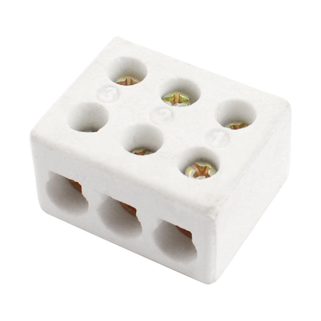 6mm Wiring Hole Dia Porcelain Ceramic Terminal Block 3 Way 6 Hole AC 250V 600C