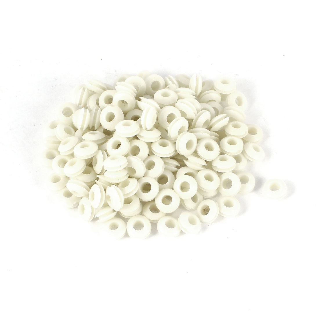 200pcs 5mm x 10mm White Rubber Wiring Grommets Ring Cable Protector