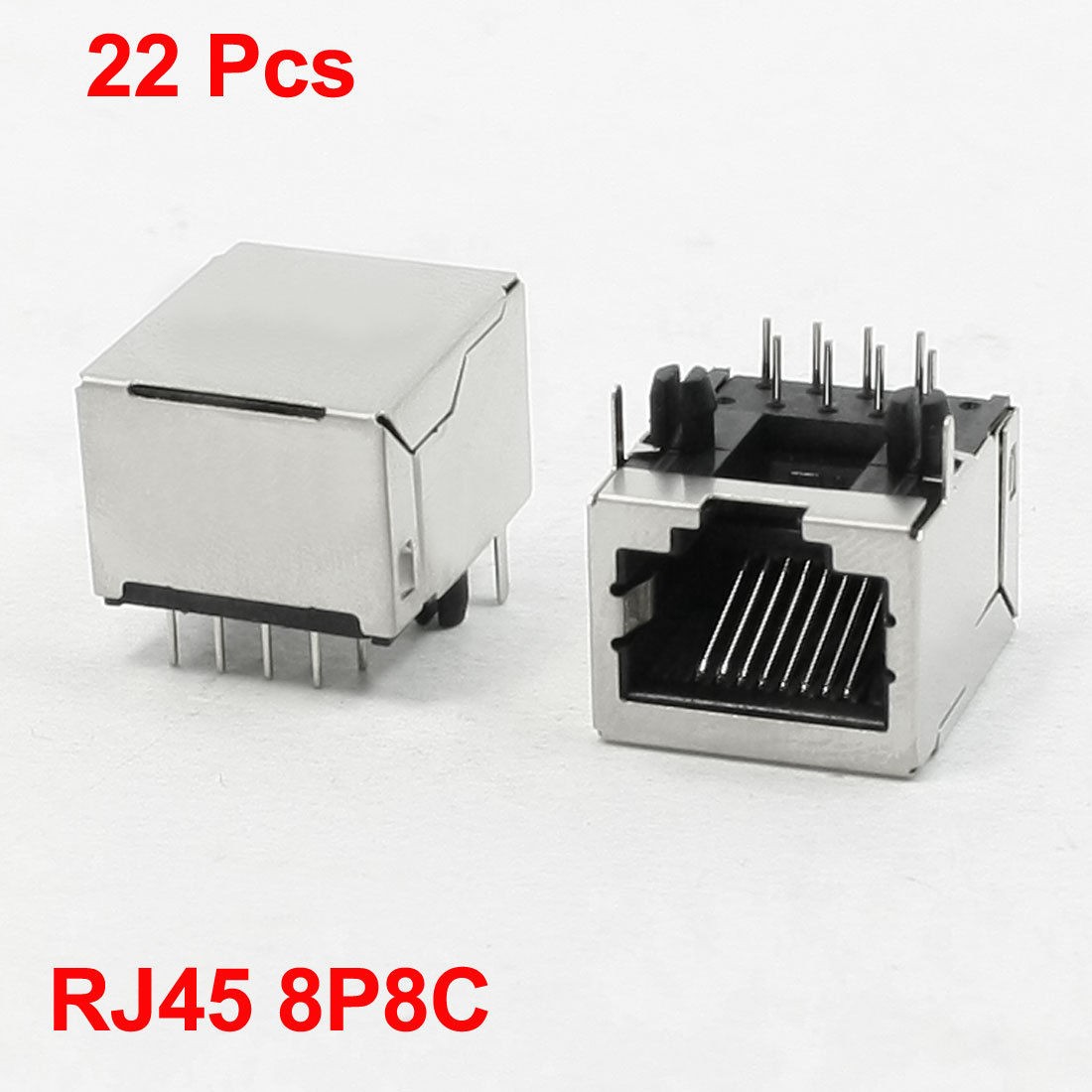 22 Pcs 8P8C Right Angle Pins RJ45 PCB Jacks Sockets 21 x 16 x 17mm