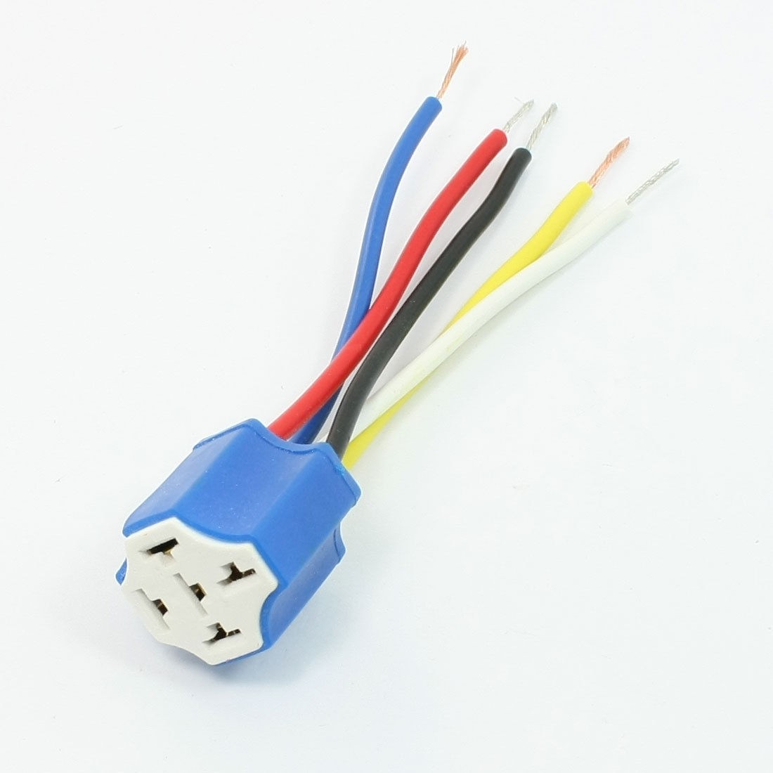 5 Pcs Car Vehicle Light Lamp Blue Flat 5 Pin Female Ceramic Socket