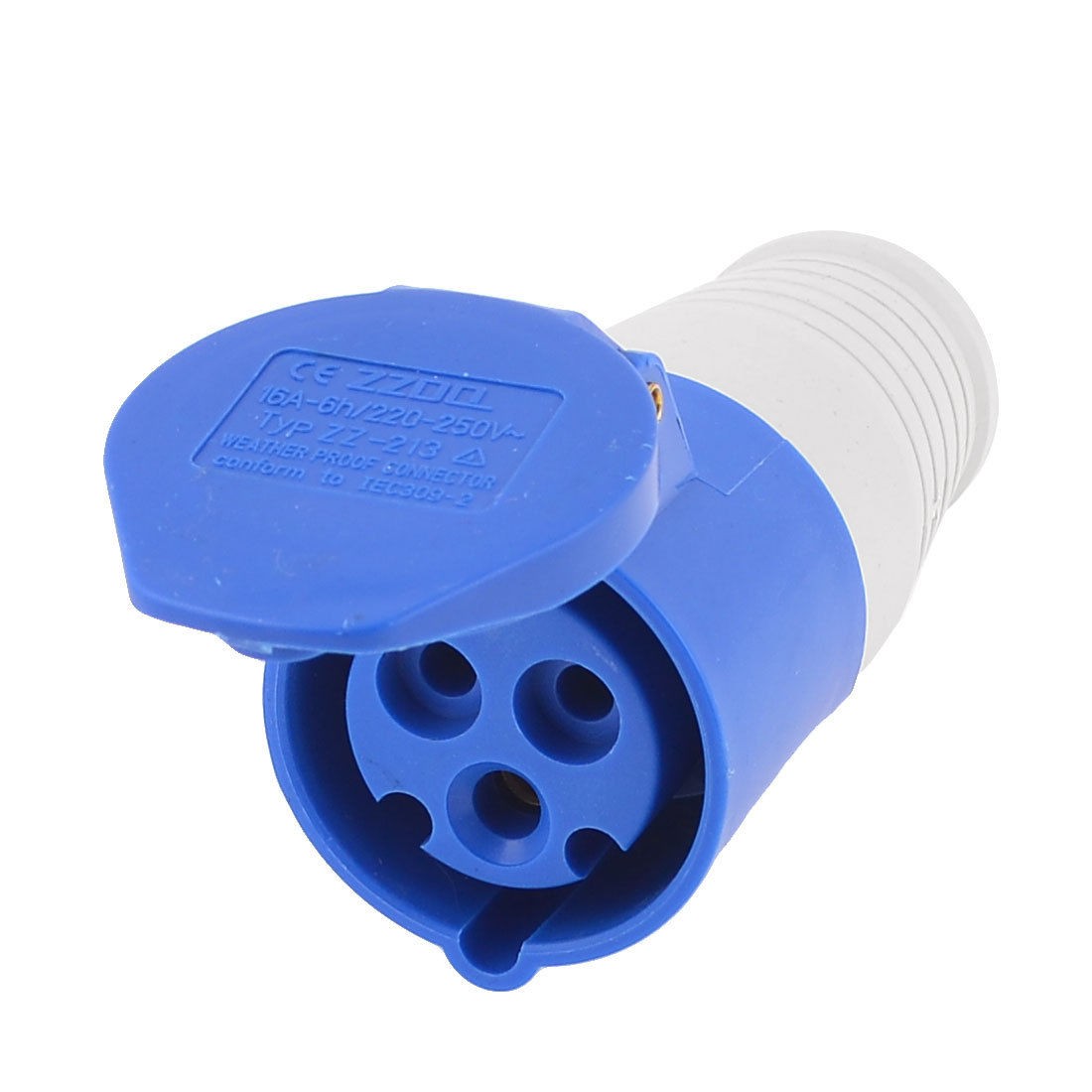 ZZ-213 220-250VAC 16A 2P+E Wirable Industrial Socket Connctor w Cover
