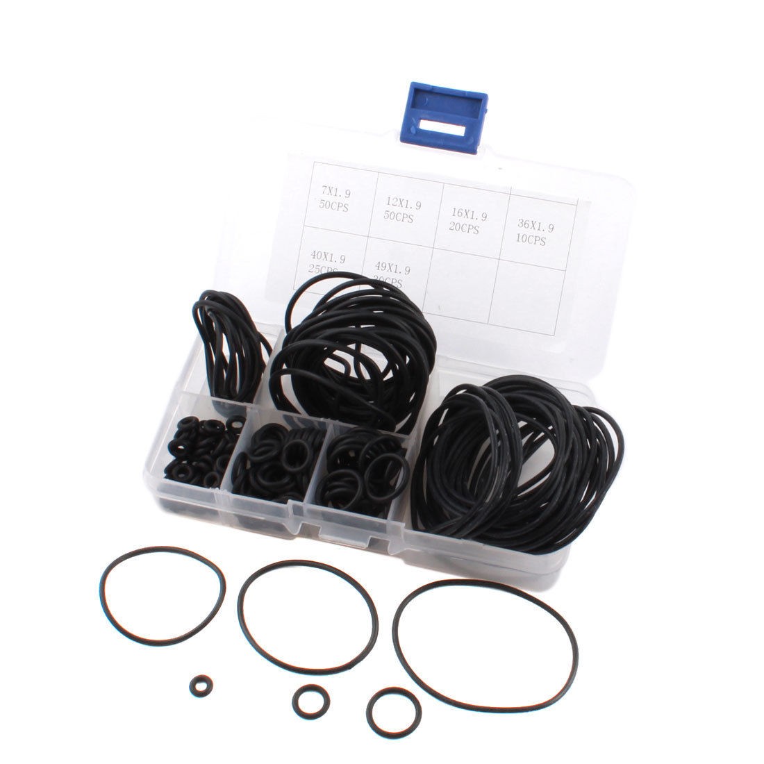 185Pcs 1.9mm 6 Size Flexible Rubber Oil Seal Filter O Rings Spacer Gasket Set