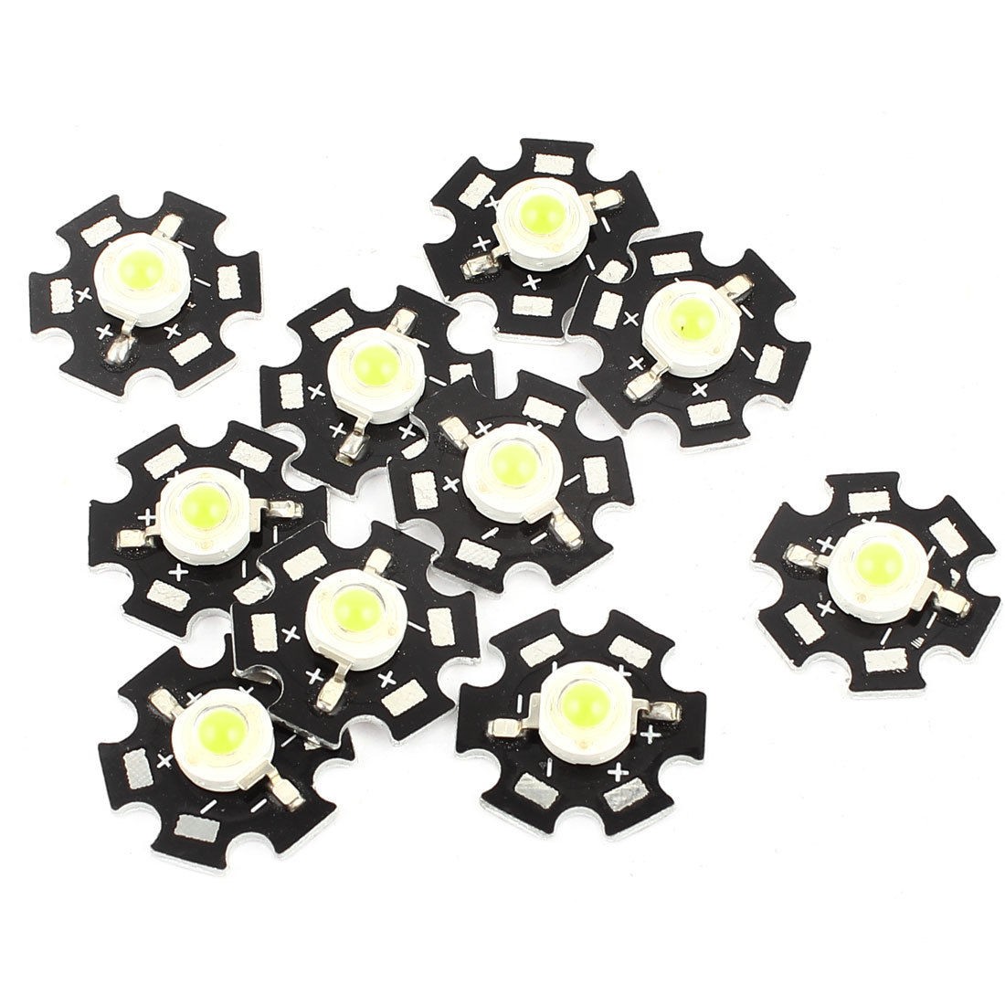 10 x 1W 3.0-3.6V 350mA Pure White LED Lamp Light Emitter Bead 20mm Heatsink