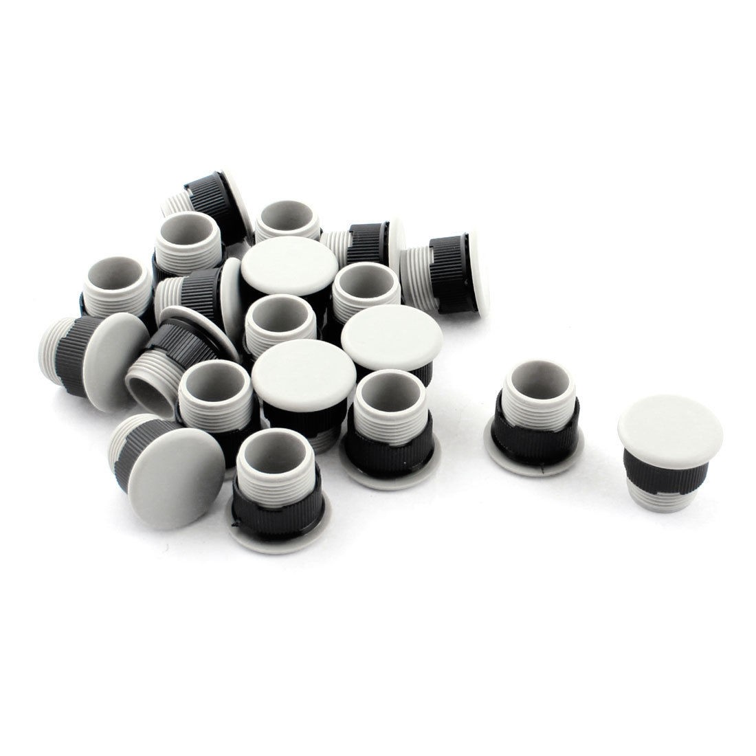 20Pcs 16mm Dia Mounting Hole Pilot Lamp Push Button Switch Plug Gray Black