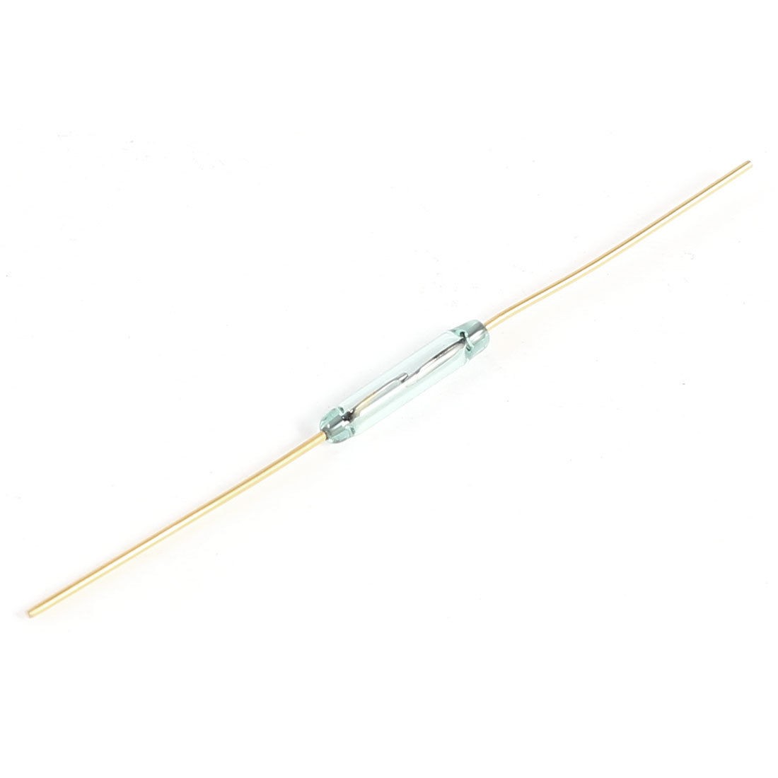 MKA10110 Gold Tone Metal Leads Green Glass Tube NO Magnetic Reed Switch 10mm
