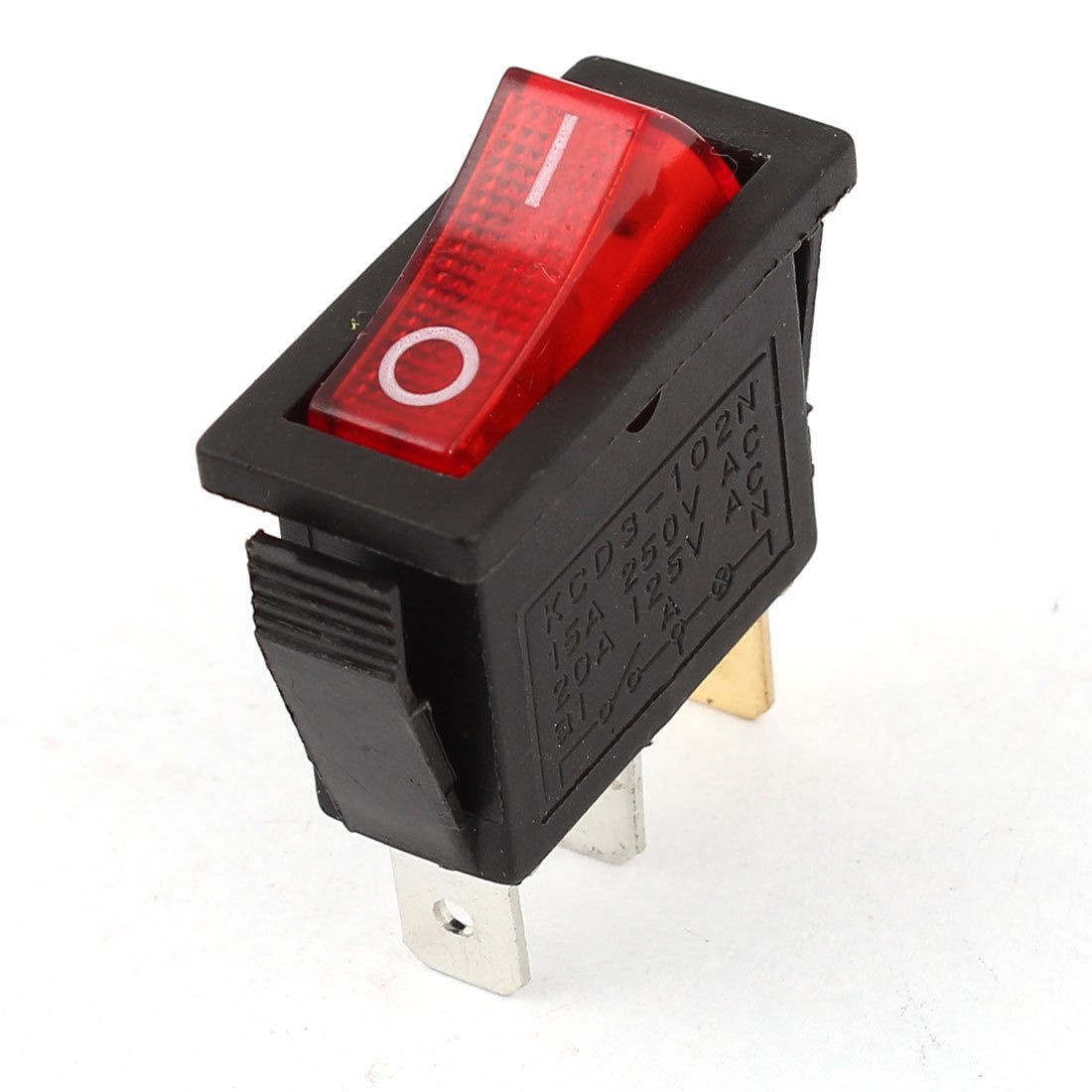 KCD3-102N Red Light 3Pin SPST ON/OFF Rocker Switch AC 15A/250V 20A/125V