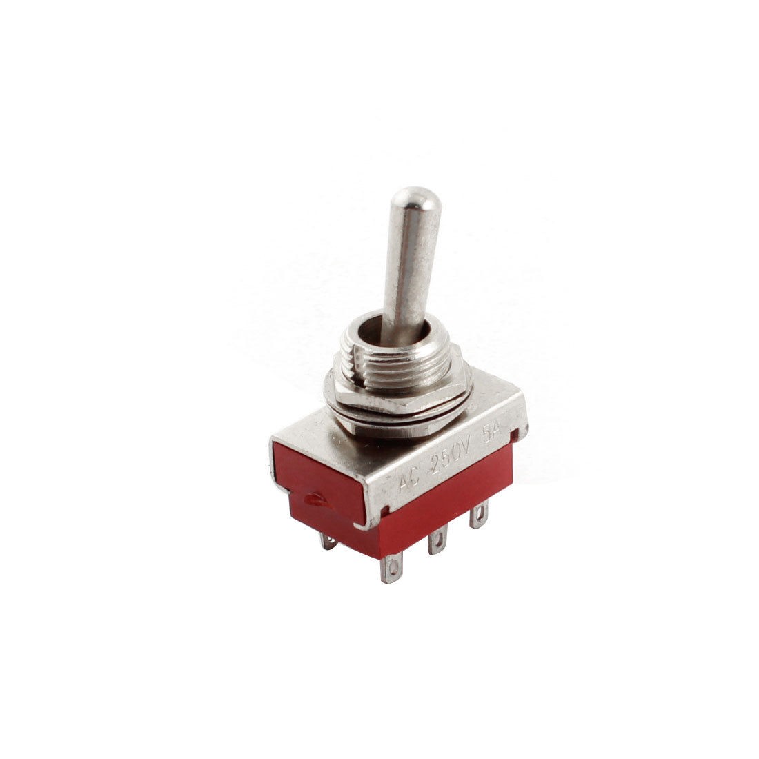 AC 250V 5A 12mm Dia Thread DPDT 2 Position ON/ON Toggle Switch