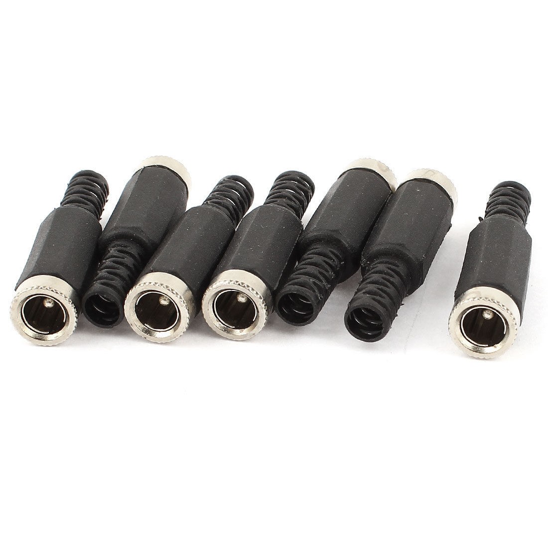 7 Pcs 5.5mm x 2.1mm Solder Type DC Power Inline Male Plug Black 7 Pcs