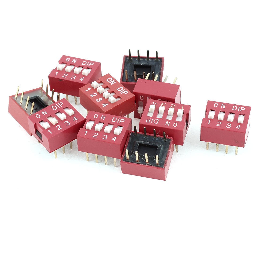 10 Pcs DIP Mount 2 Row 8 Pins 4 Positions Sliding Switch 2.54mm Pitch