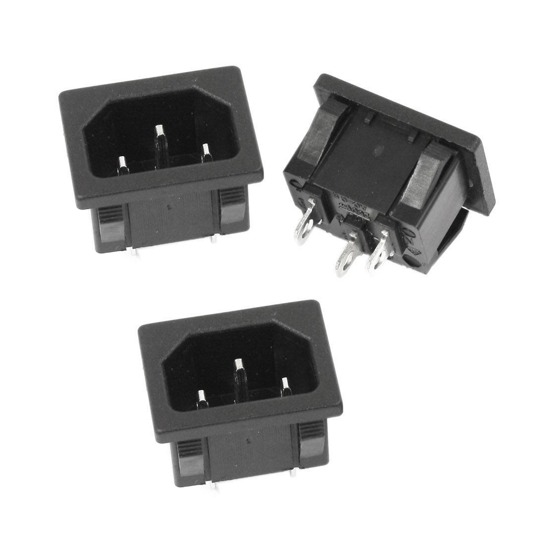 3 Pcs Panel Mounted IEC320 C14 Power Plug Socket Adapter AC 250V 10A