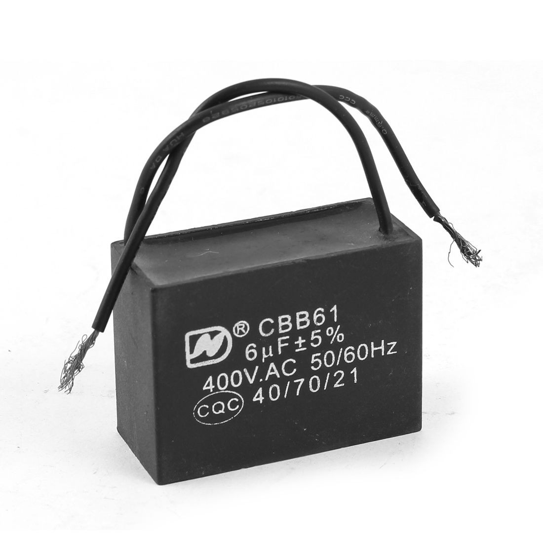 Metallized Polypropylene Black Wires Motor Fan Capacitor 450VAC 6uF CBB61