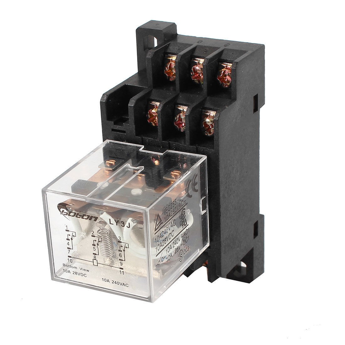 DC12V 35mm DIN Rail Coil Power Relay 11-Pin LY3J 10A AC 240V DC 28V w Socket