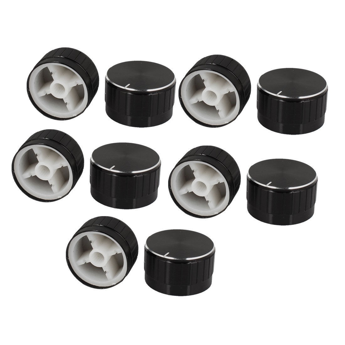 10 Pcs 6mm Dia Bulb Light Lamp Dimmer Control Rotary Knob Cap Black
