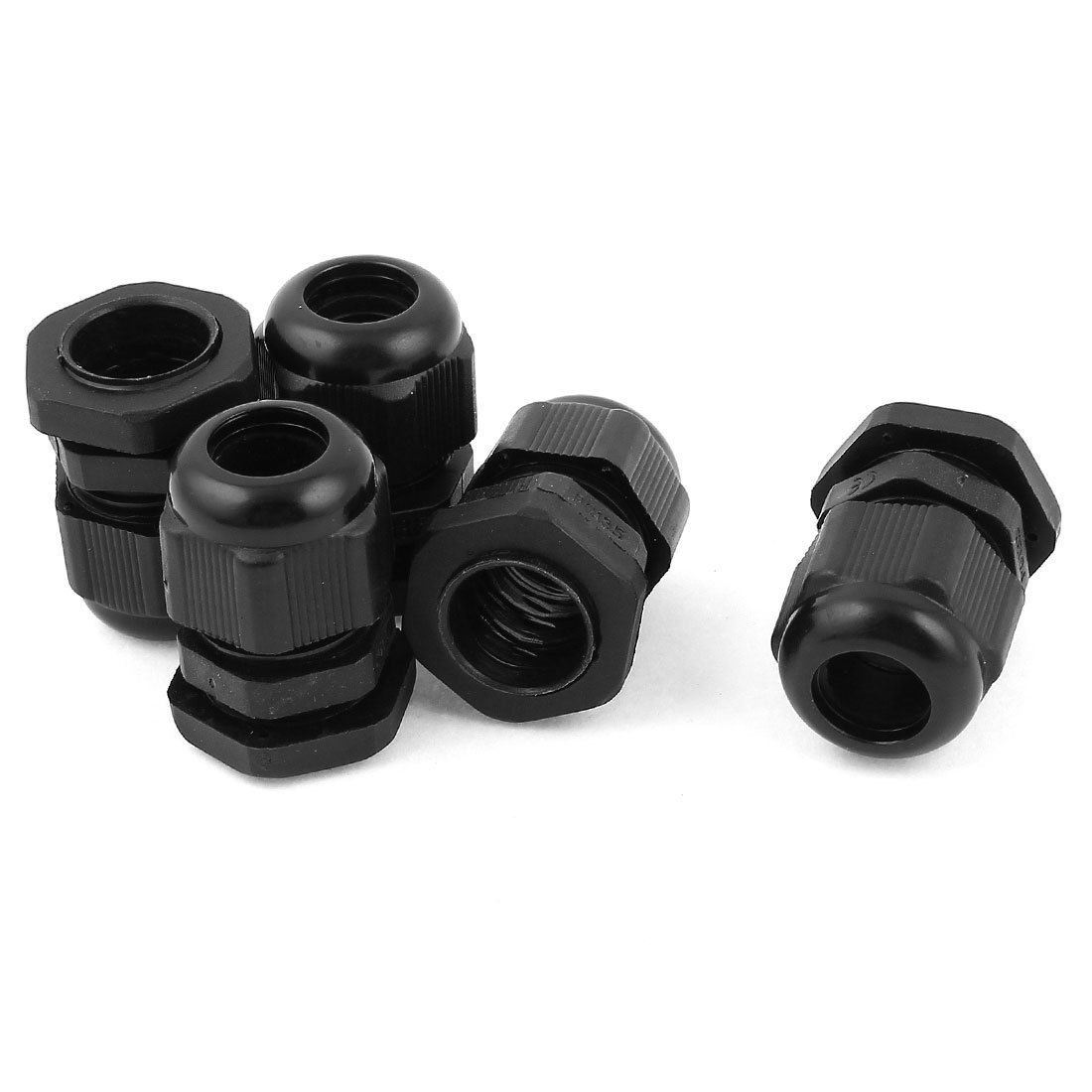 5 Pcs PG13.5 6mm to 12mm Waterproof Connector Adapter Plastic Cable Glands Black