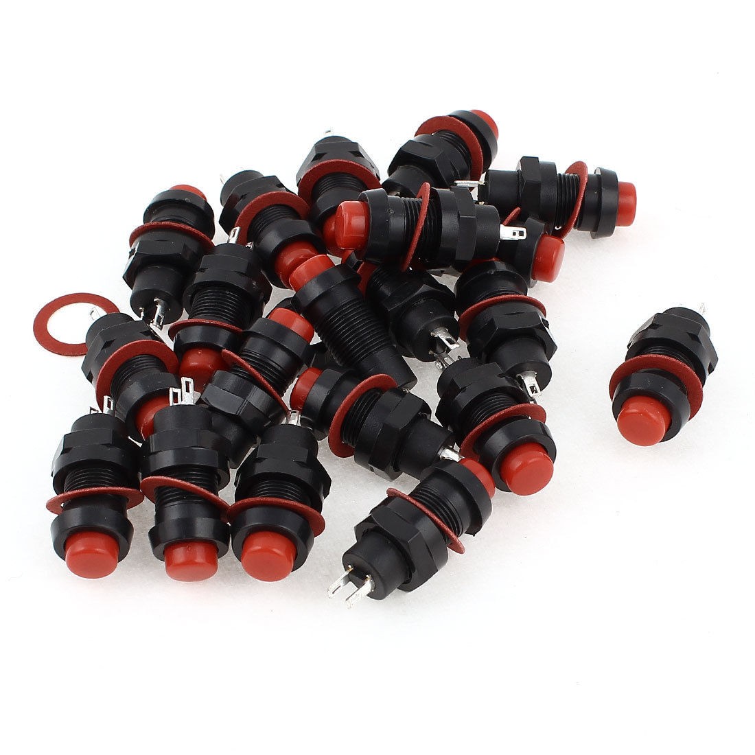 20 x DS-211 2Pins Momentary SPST Push Button Switch Red AC 125V 2A