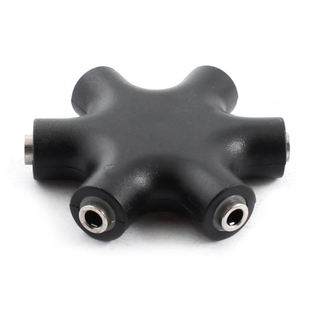 Snowflake Shaped 6 Port 3.5mm Female Stereo Audio Plug Jack Convertor Black