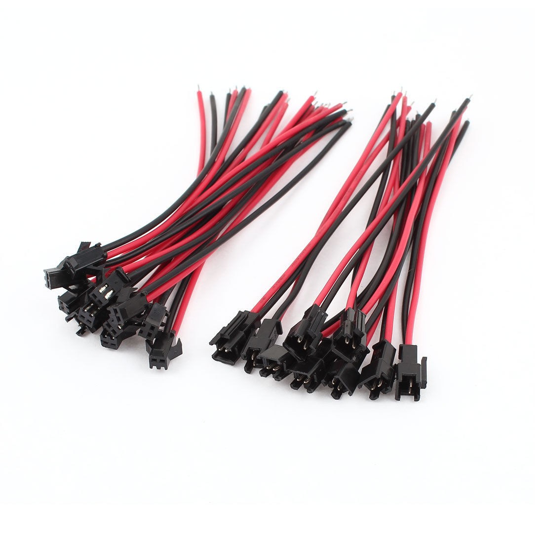 10 Pairs Black Red 15cm Long 2-Pin EL Wires Pigtail Connector