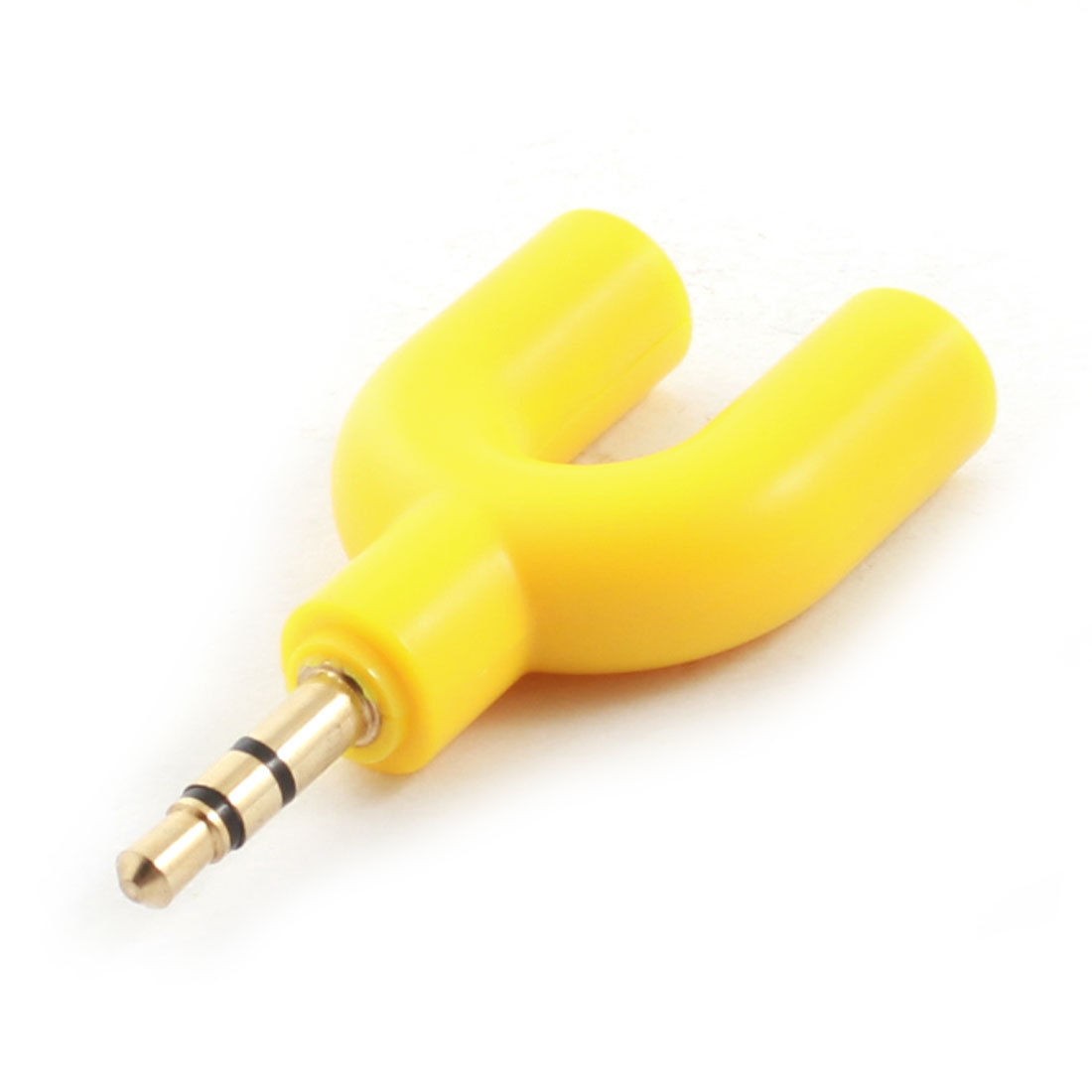 3.5mm Male to 2 Female Socket Headphone Audio Plug Connector Adapter Yellow