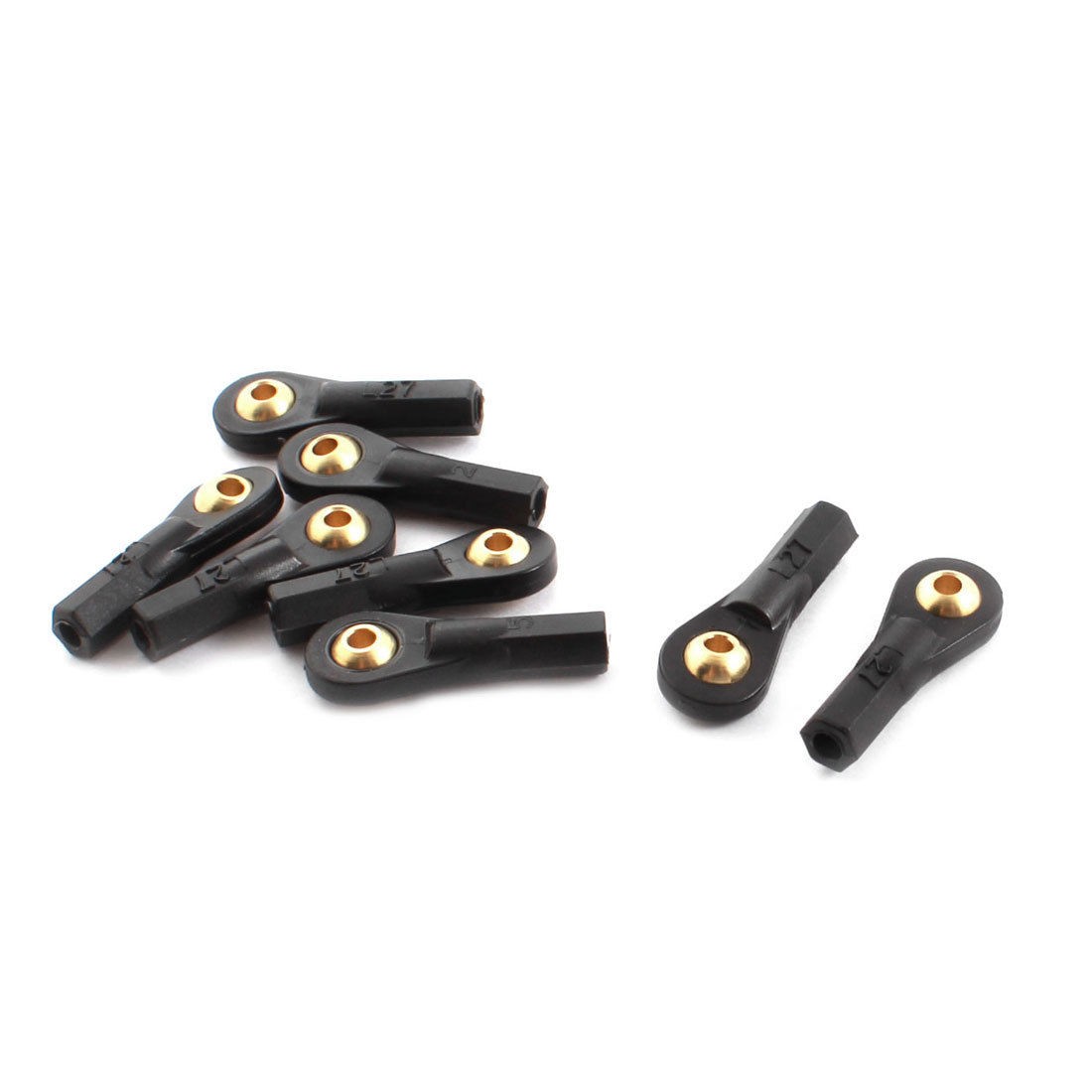 8Pcs 2.5X27X3mm Rod End Metal Ball Head Buckle Joint Black for RC Climbing Car