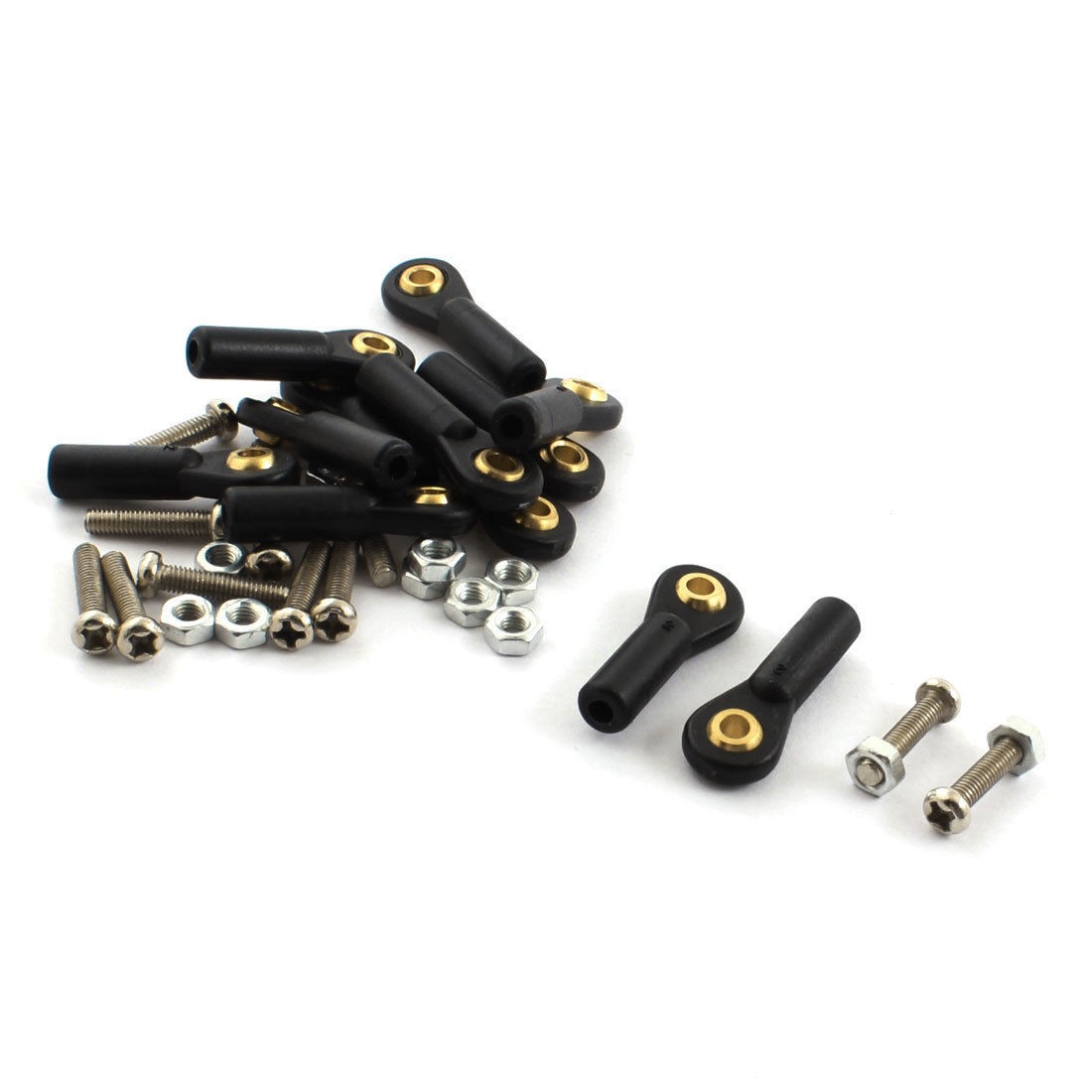 12Pcs RC Car Black 3X27X2.5mm Rod End Metal Ball Head Buckle Joints Set w Screws