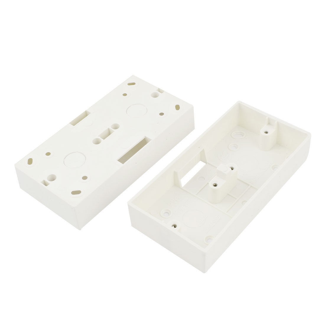 2 x Flush Wall Mounted 2 Gang PVC Pattress Back Box Case White 173x86x33mm