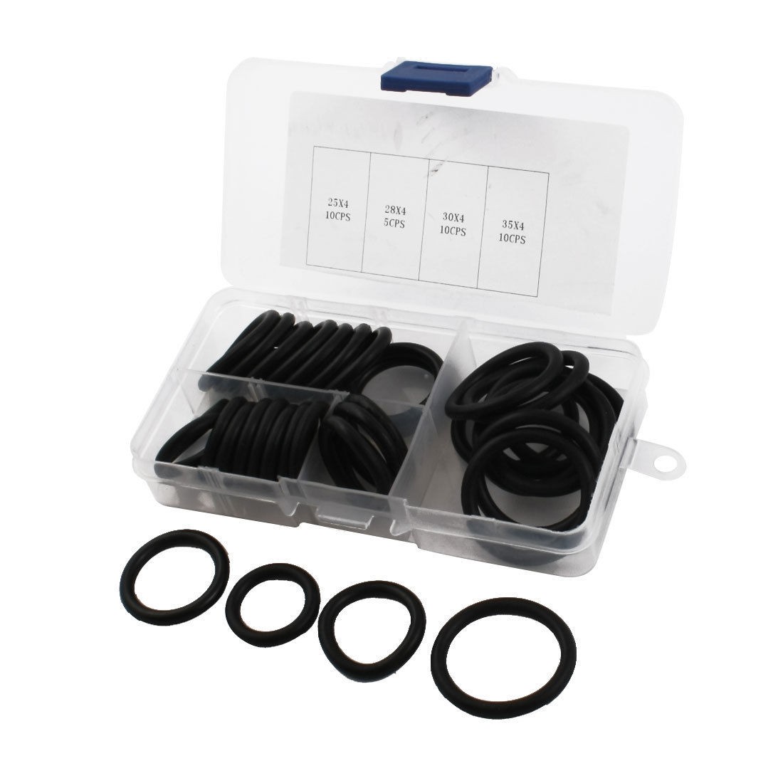 35 x Flexible Black Rubber Seal O Ring Gasket Assortment 4mm Thickness 4 Size