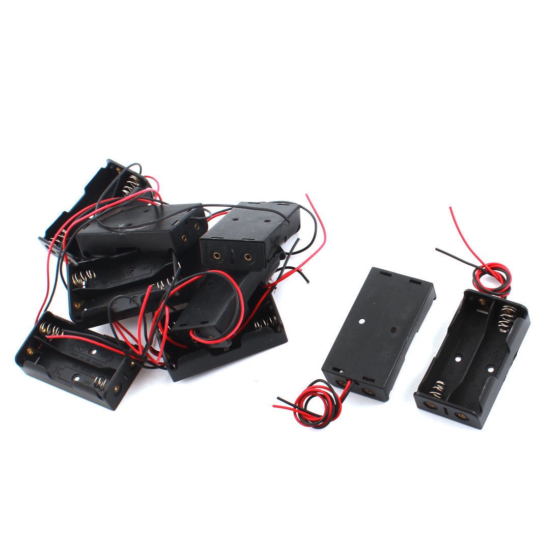 10pcs Black Plastic Battery Holders Cases Boxes for 2 x 1.5V AA Batteries