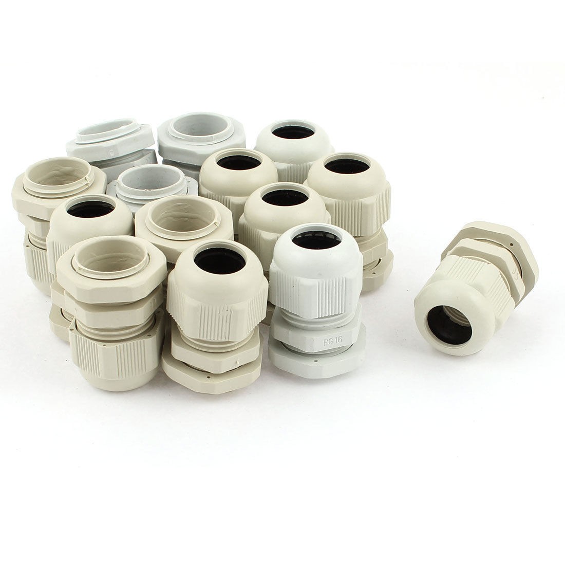 15 Pieces White 10mm-14mm Diameter Cable Glands Plastic Fastener Connectors PG16