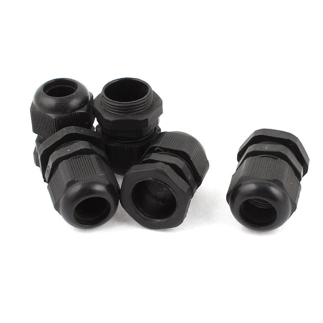 5 Pcs PG19 12mm to 15mm Waterproof Connectors Adapter Plastic Cable Glands Black