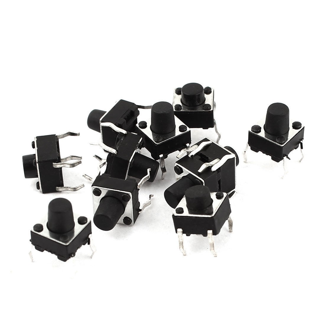 10 Pcs 6 x 6 x 4mm Momentary 4Pin DIP Micro PCB Round Button Tact Switch