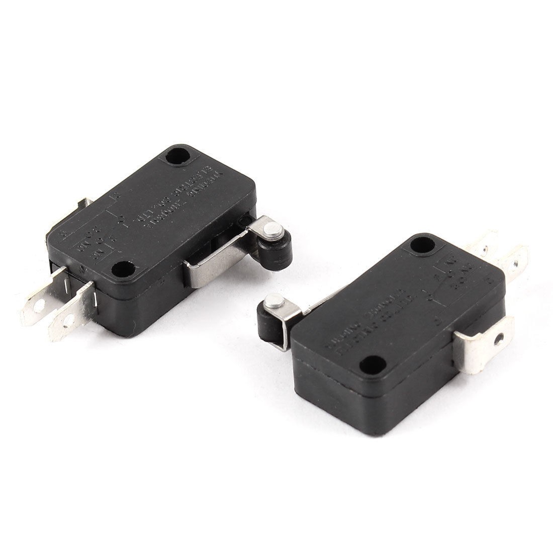 2 Pcs AC 15A 250V 6A 125V SPDT 3 Pins Hinge Roller Lever Limit Micro Switch