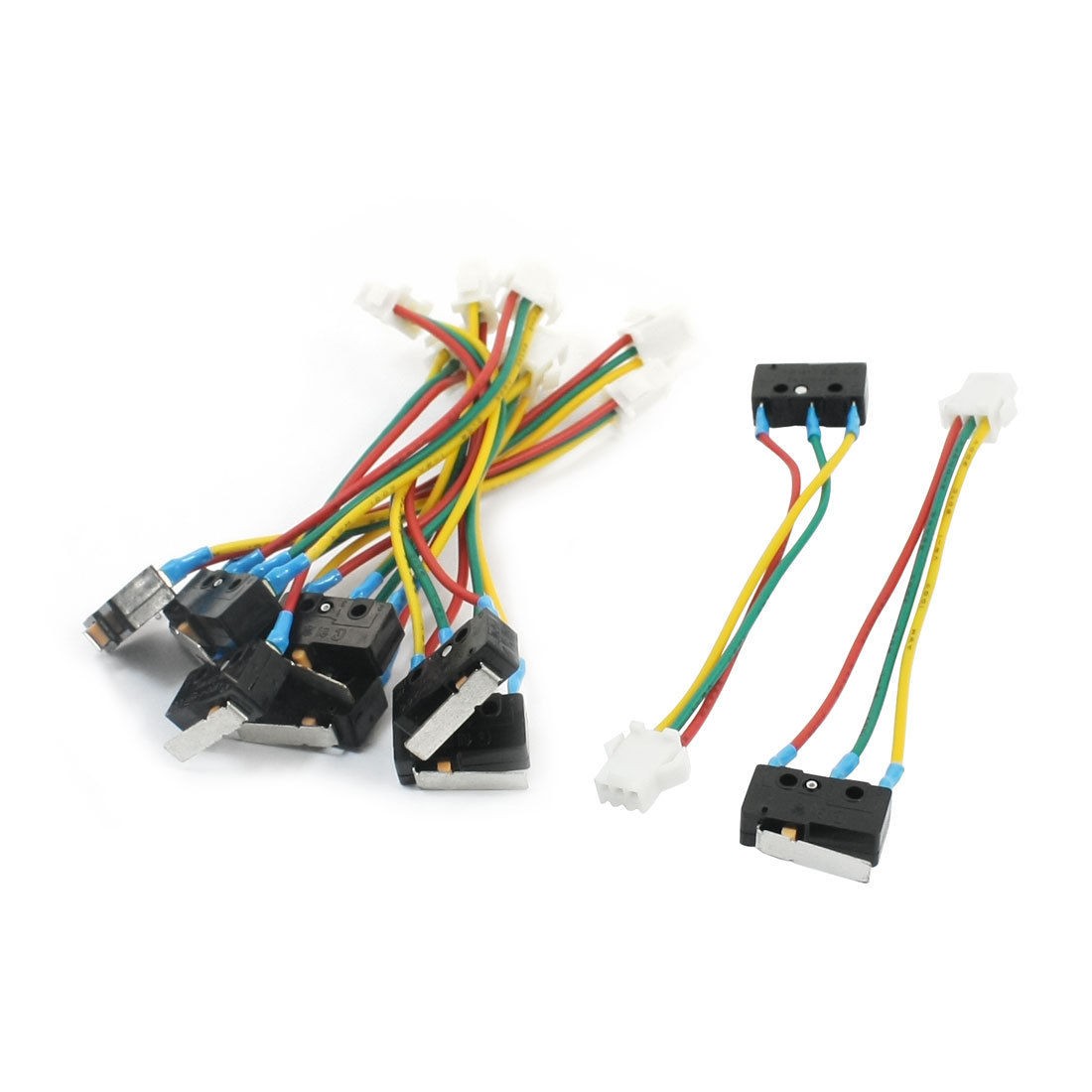 10Pcs AC 250V 5A Arm SPDT Three 22 AWG Wire Leads Micro Limit Switch