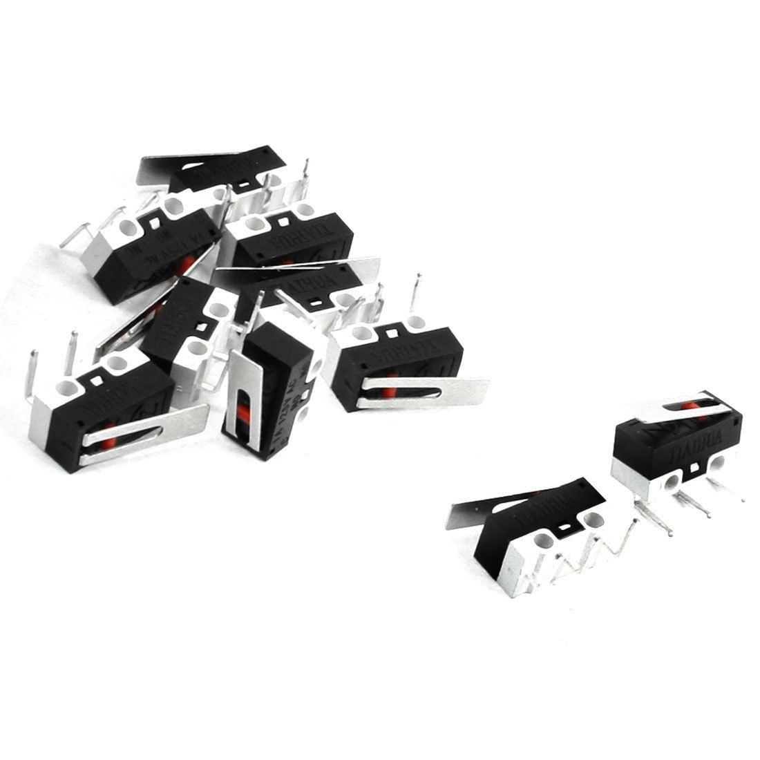 10Pcs Short Hinge Lever 3 Bent Pin SPDT Momentary Micro Switch 1A 125VAC