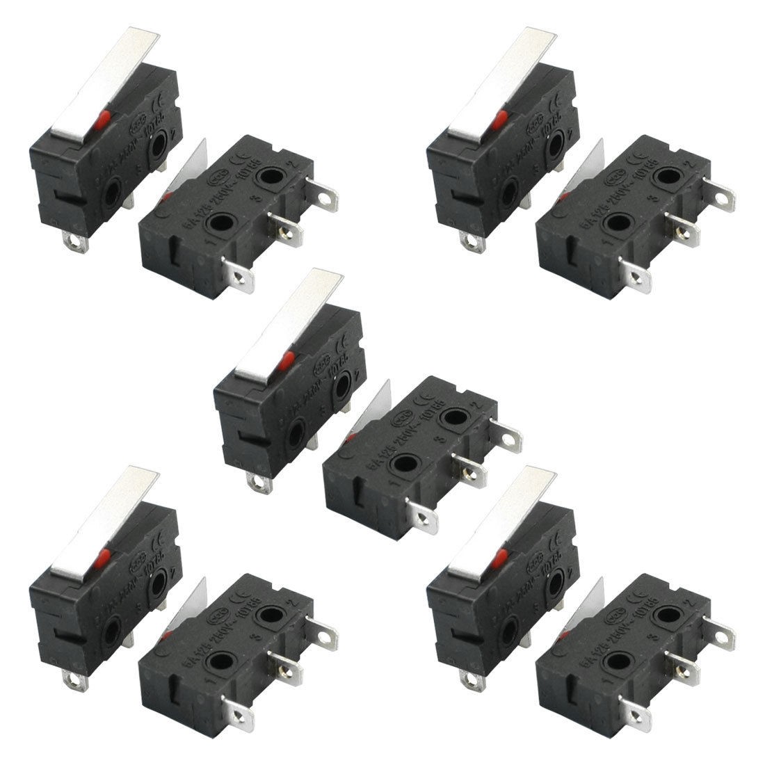 10Pcs SPDT NO+NC KW12 Straight Hinge Lever Control Mini Micro Switch Black