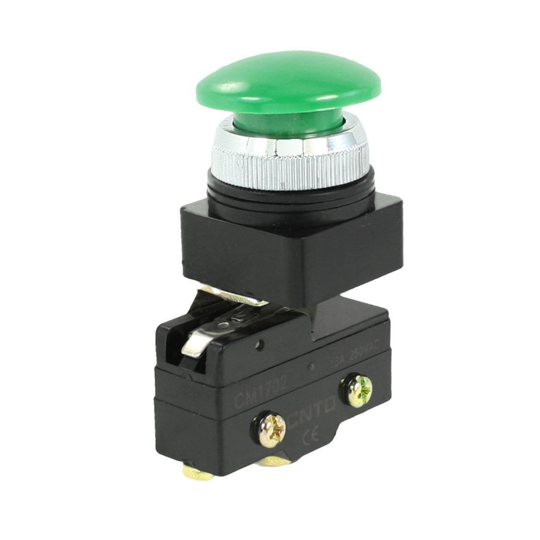 Panel Mounting 1NO+1NC Green Mushroom Head Micro Switch AC 250V 15 Amp
