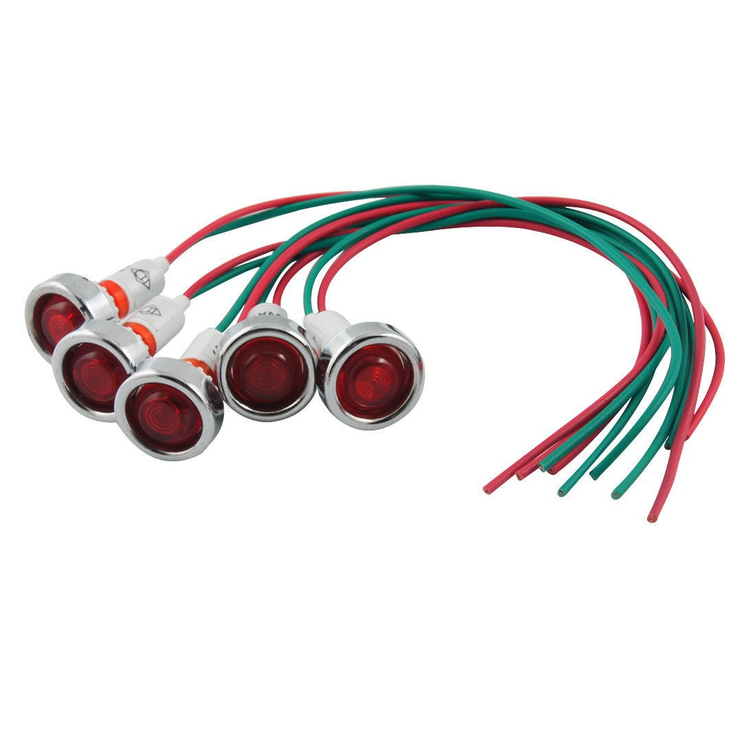 5 Pcs Neon Indicator Signal Lamps Red Light w 19cm Long Cable