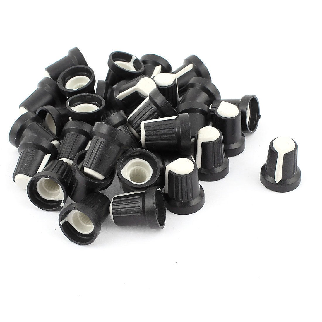 35pcs White Face Potentiometer Knob Cap for 6mm Knurled Shaft