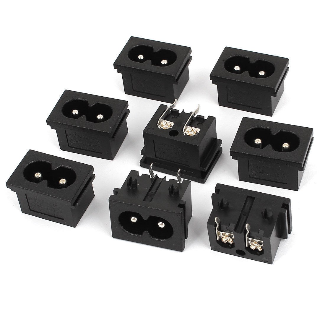 AC 250V 2.5A/5A Male Plug IEC 320 C8 Power Socket Connector Black 8 Pieces