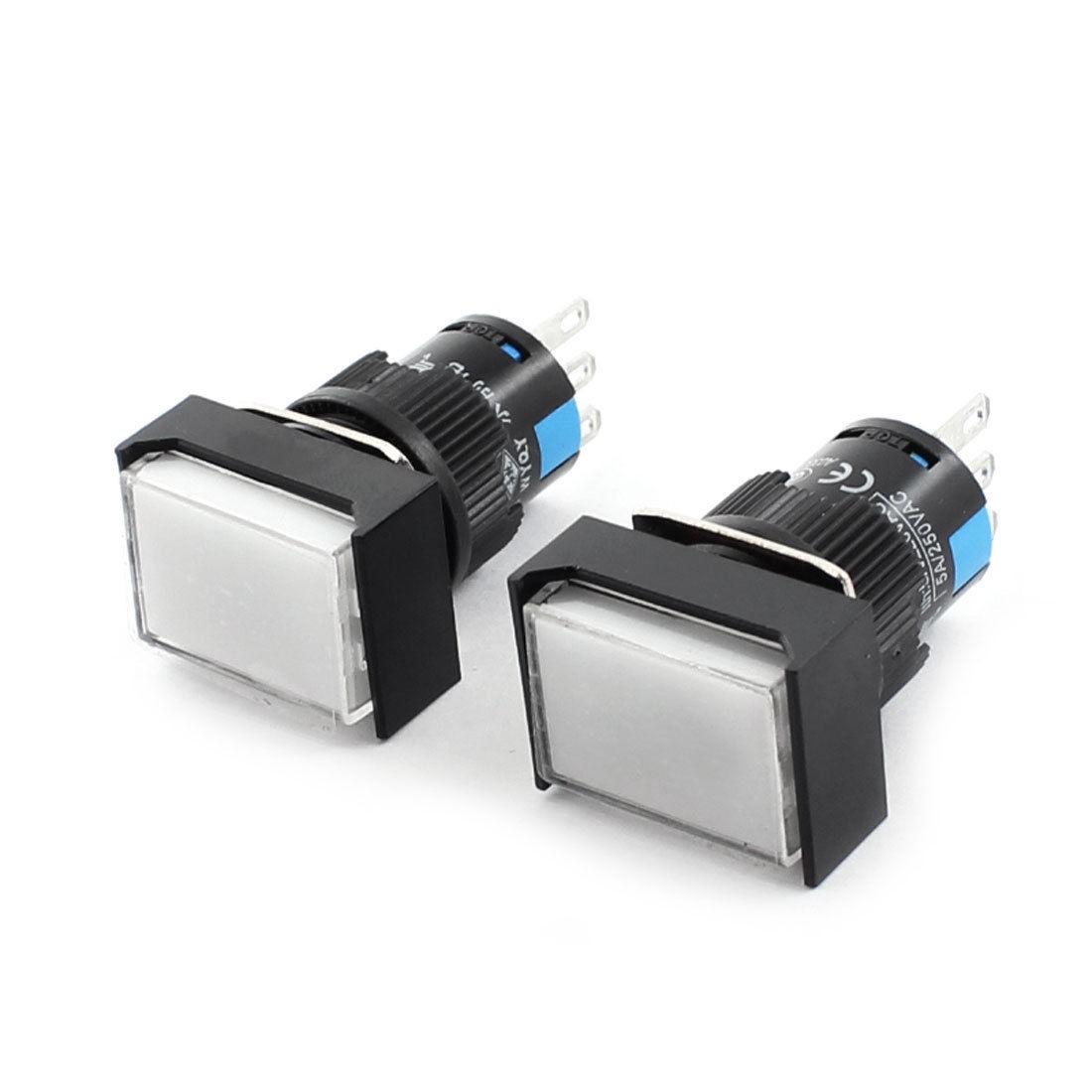 2Pcs Latching SPDT White Head Button Switch AC 220V/5A AC250V/5A