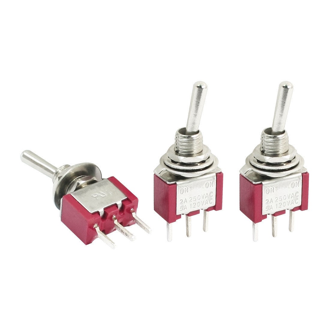 3PCS SP2T 2 Way ON/ON Locking Rocker Type Toggle Switch AC 250V 2A 120V 5A