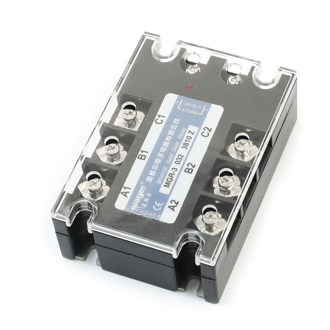 DC/AC 3-32V 380V 10A 6 Screw Terminal 3-Phase Clear Cover Solid State Relay