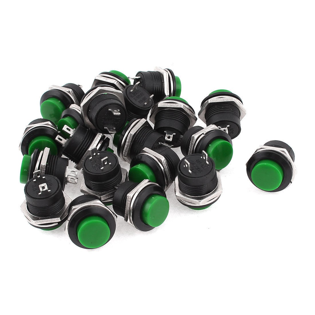 20 x R13-507 2Pin SPST Momentary Green Push Button Switch AC 125V/6A 250V/3A