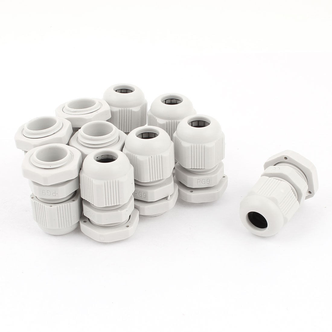 10 Pcs 4-8mm Diameter Cable Glands Plastic Fasteners Joints Connectors PG9 White