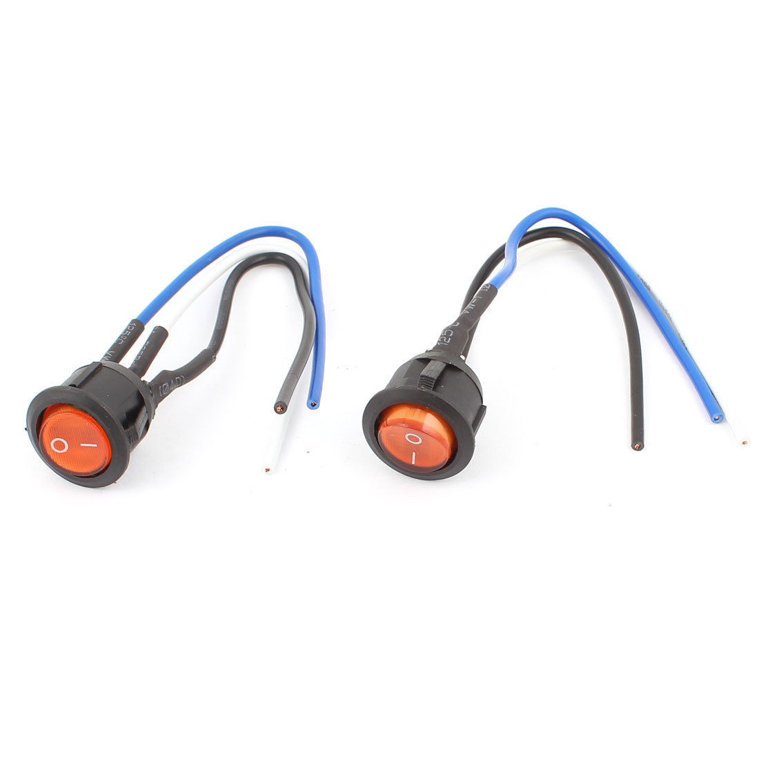 2 Pcs AC 250V 125V SPST 3 Terminals ON/OFF Rocker Boat Switch w Red Indicator