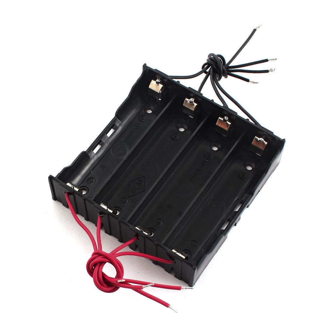 11cm 8-Wired In Parallel Black Plastic 4x3.7V 18650 Battery Holder Case