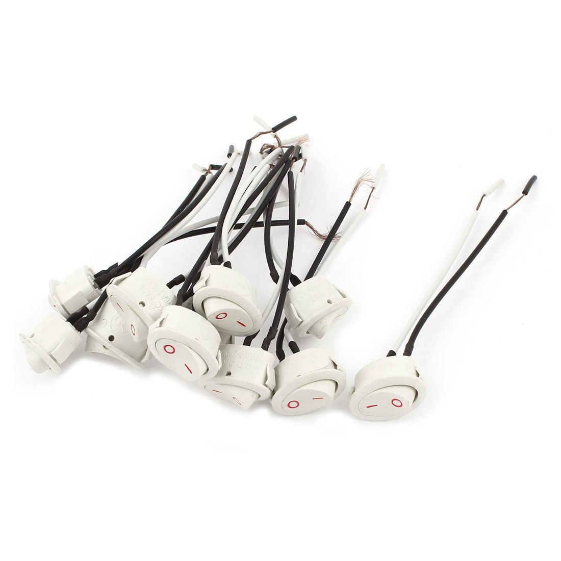 10PCS White Oval Snap-in 2 Wired SPST ON/OFF Rocker Switch AC 250V 3A/6A