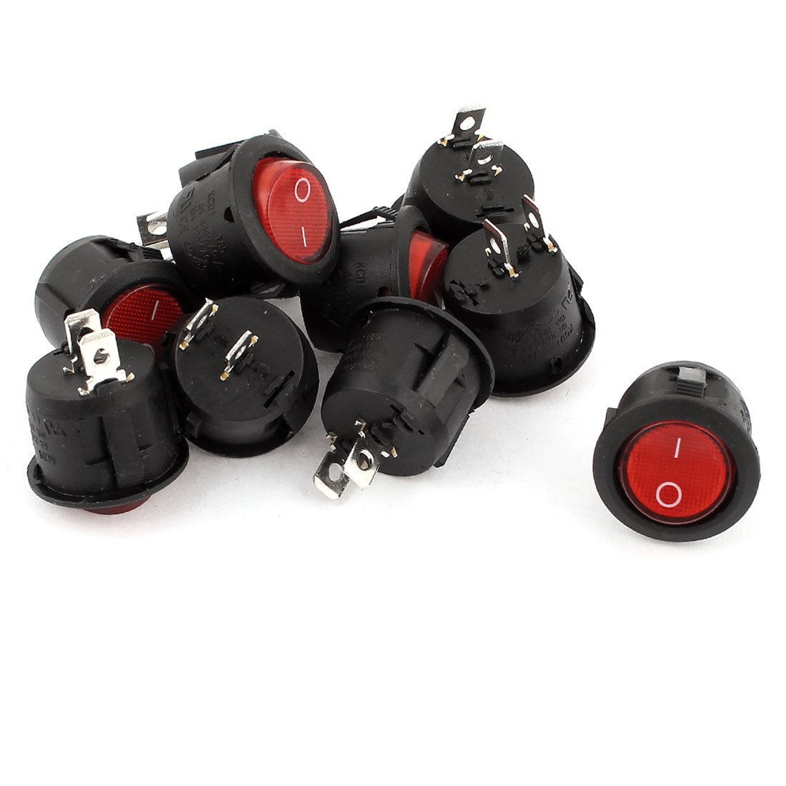 10 x KCD1-105 2Pin SPST NO/OFF Round Rocker Power Switch AC 250V/6A 125V/10A