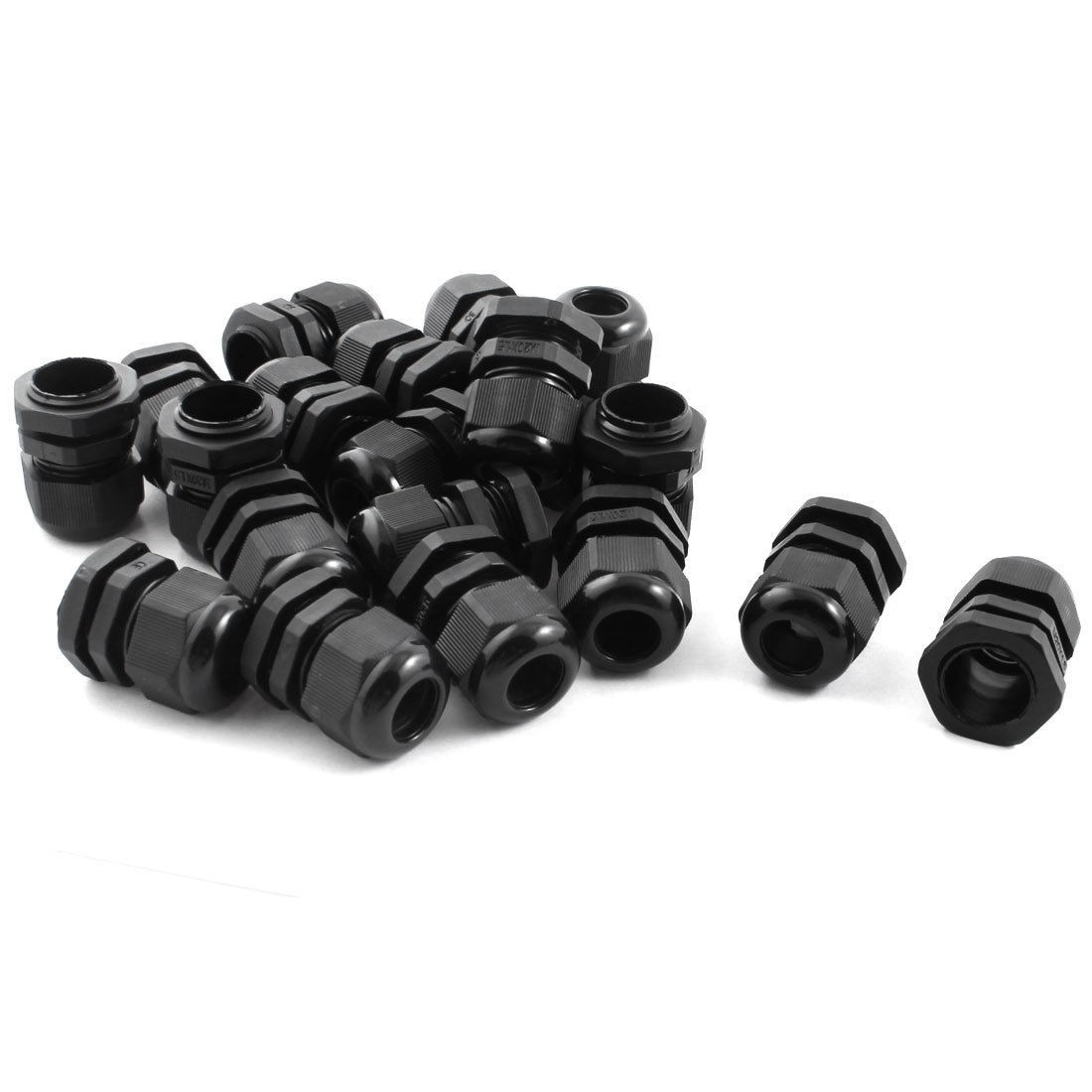 M20 20mm Thread Black Plastic Waterproof 6-12mm Dia Cable Gland 20 Pcs